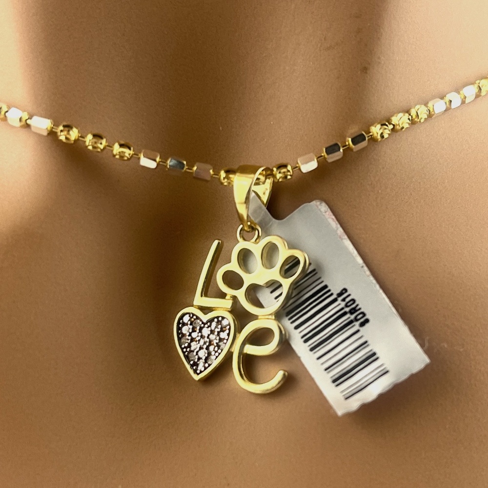 Real Diamond Pendant for Dog Lovers, Pet Jewelry, Paw Pendant, Gift for her, DOG